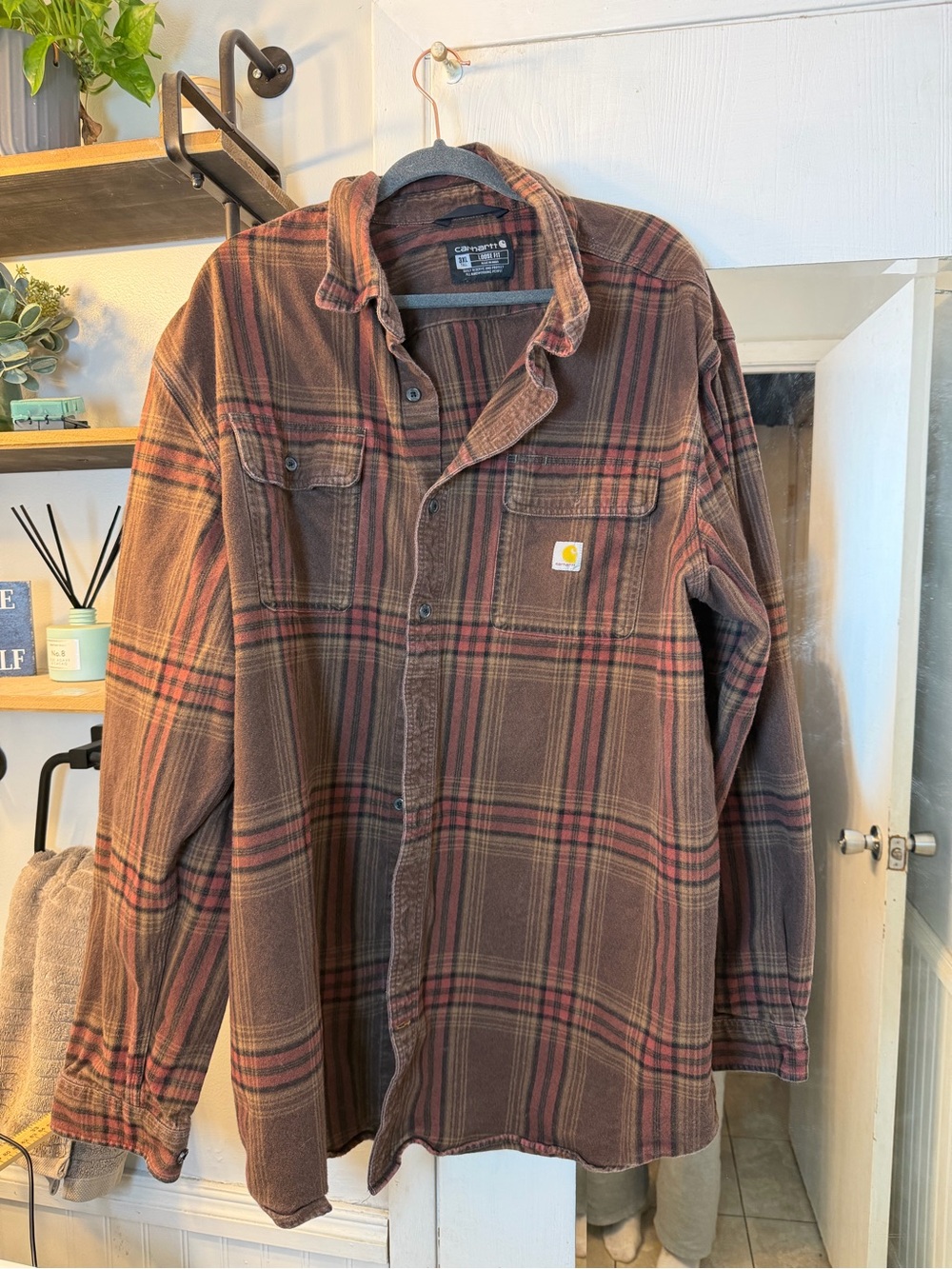 Carhartt Brown Plaid Lightweight Work Shirt Jacket